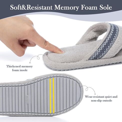 Flip Flops House Slippers for Women Indoor House Shoes with Soft Terry Cloth Ladies Thong Slippers with Non-Slip Sole and Memory Foam in Kuwait
