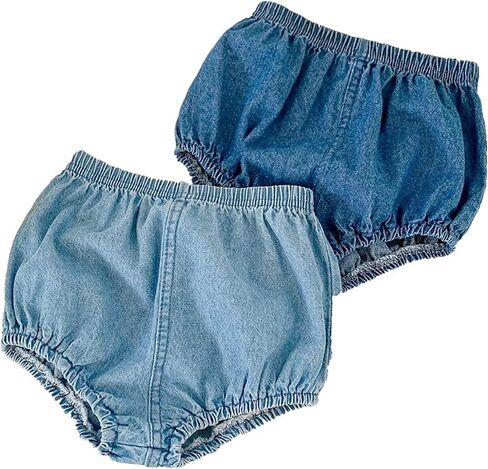 Eishow Baby Girls Boys Denim Bloomers 2pcs Shorts Toddler Jeans Cover Diater Cover Cover Harem Shorts Sets for 0-3 years in Kuwait