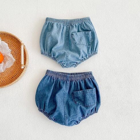Eishow Baby Girls Boys Denim Bloomers 2pcs Shorts Toddler Jeans Cover Diater Cover Cover Harem Shorts Sets for 0-3 years in Kuwait