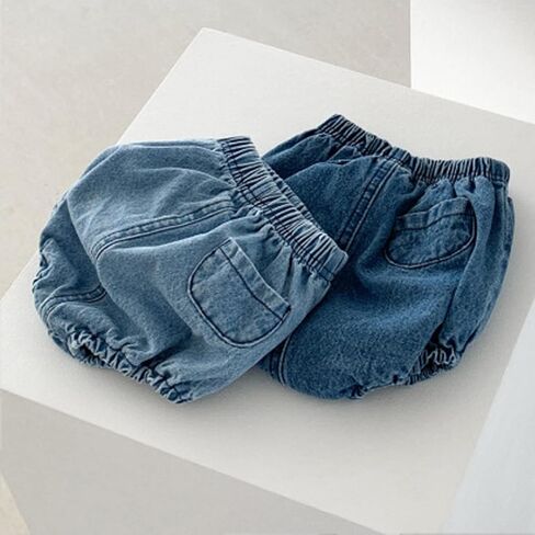 Eishow Baby Girls Boys Denim Bloomers 2pcs Shorts Toddler Jeans Cover Diater Cover Cover Harem Shorts Sets for 0-3 years in Kuwait