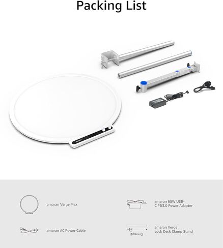 Amaran Verge Max Max LED Video Light ، 60W Bi-Color 22in Circular Edge Light Light ، التحكم في التطبيق مع مصباح مكتب Clamp Dimable للمكتب المنزلي والألعاب والبودكاست والبث المباشر (الفحم) in Kuwait