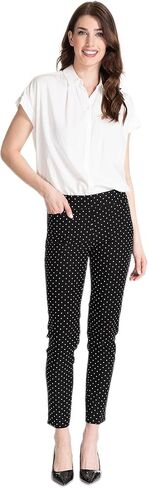 SLIM-SATION Women's Pull On Ankle Pant with Tummy Control Panel, Black/White Print, 2 in Kuwait
