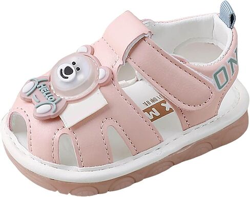 Baby Boy Girl Squeaky Sandals Summer Light Up Cute Bear Sandal Closed-Toe Non Slip Soft Sole Shoes Toddler First Walker Shoes in Saudi Arabia