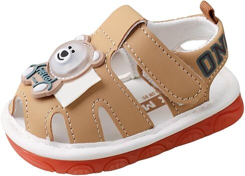 Baby Boy Girl Squeaky Sandals Summer Light Up Cute Bear Sandal Closed-Toe Non Slip Soft Sole Shoes Toddler First Walker Shoes in Saudi Arabia