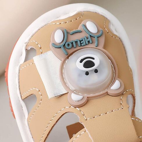 Baby Boy Girl Squeaky Sandals Summer Light Up Cute Bear Sandal Closed-Toe Non Slip Soft Sole Shoes Toddler First Walker Shoes in Saudi Arabia
