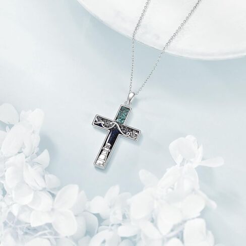 YFN Mountain Necklace Sterling Silver Turquoise Mountain Pendant Teardrop Jewelry Gifts for Women Girls in Saudi Arabia