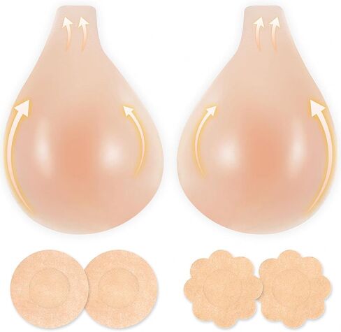 Sticky Bra Silicone Adhesive Bra for Women Reusable Invisible Lift Up Bra Stick On Bra Cups for Strapless Backless Pasties Bra Breast Lift Self Adhesive Push Up Bra for A-D Cups Nude in Saudi Arabia