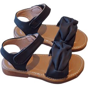 Baby Toddler Girl Open Toe Solid Color Flat Dress Sandals Ankle Strap Hook & Loop Summer Water Dress Shoes