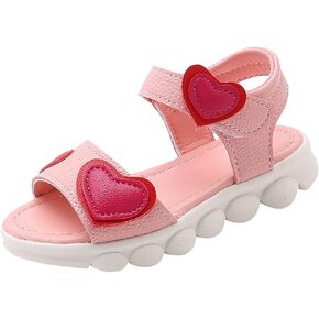 Outlooks Sandals Girls Love Print Open Toe Girls Princess Sandals Easy To Put On Take Off Soft Slide Sandals Shoes