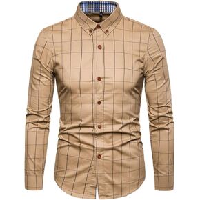 Men's Striped Wrinkle Free Dress Shirt Regular Fit Button Down Shirts Plaid Solid Slim Fit Long Sleeve Shirts