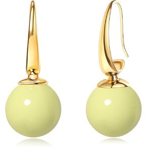 POSUR Ball French Fish Hook 14K Gold Plated Drop Earrings for Women Dangle Big Beaded Earrings for Teen Girls Gifts More Color in Kuwait