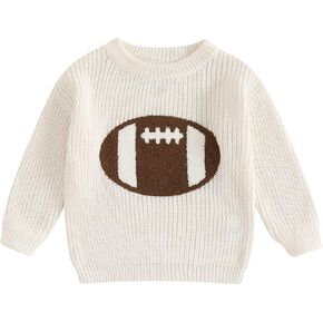 Toddler Baby Boys Football Sweaters Winter Warm Jumpers Clothes Long Sleeve Rugby Embroidery Knitted Pullover Tops