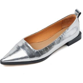 Women's Genuine Leather Pointed Toe Handmade Dressy Slip On Casual Flats