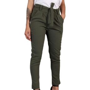 Maiyifu-GJ Women's High Waist Belted Pencil Pants Casual Slim Fit Self Tie Office Trouser Solid Color Comfy Stretchy Pant