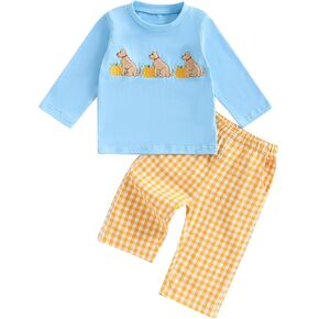 Toddler Baby Boys Halloween Outfits 2pcs Infant Fall Clothes Long Sleeve Pumpkin Sweatshirt and Pants Sets