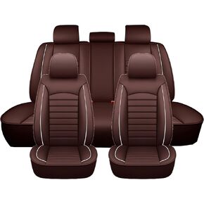 Car Seat Covers Full Set for Peugeot 301 2014-2018, Waterproof Leather Custom Car Seat Cover, Front Rear Seat Cushion Protector,Black red