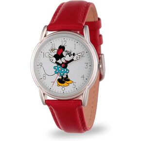 Disney Minnie Mouse Adult Classic Cardiff Articulating Hands Analog Quartz Leather Strap Watch