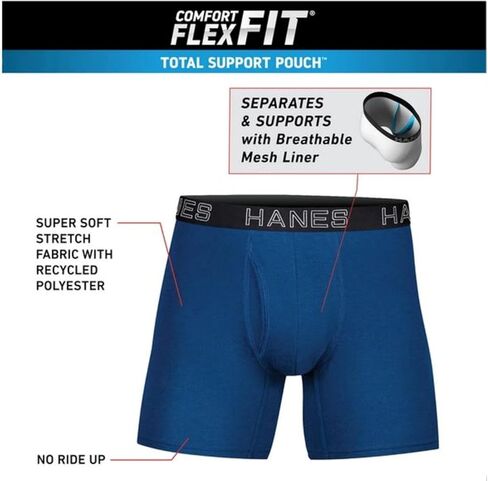 حقيبة بوكسر ذات دعم كامل من Hanes، أسود/Stealth Heather/Black/Stealth Heather XL in Saudi Arabia