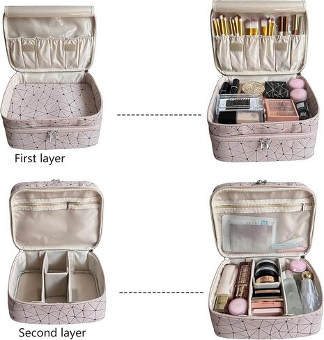 MKPCW makeup bag Double-layer cosmetic bag with brush bag and divider in Saudi Arabia