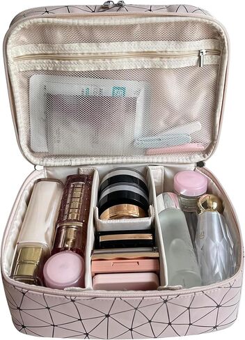 MKPCW makeup bag Double-layer cosmetic bag with brush bag and divider in Saudi Arabia