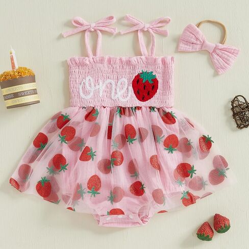 My First Birthday Baby Girl Outfit One Year Old Clothes Tulle Romper Dress Sleeveless Bodysuit Cake Smash Outfits in Kuwait