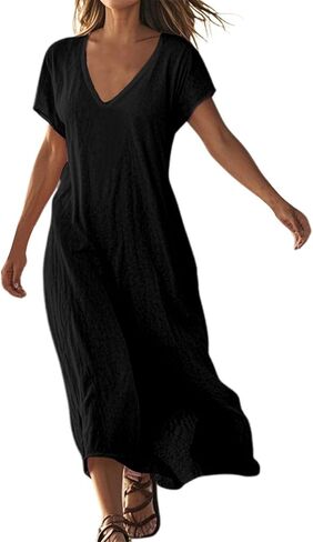 Frontaley و Linen v-neck Midi Dress Dress Dress Summer Dress Flowy Bohemian Style Frontaley Dresses Summer Summer in Saudi Arabia
