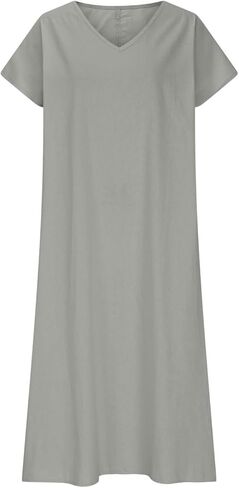 Frontaley و Linen v-neck Midi Dress Dress Dress Summer Dress Flowy Bohemian Style Frontaley Dresses Summer Summer in Saudi Arabia