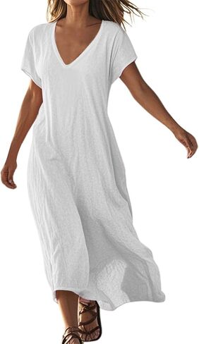 Frontaley و Linen v-neck Midi Dress Dress Dress Summer Dress Flowy Bohemian Style Frontaley Dresses Summer Summer in Saudi Arabia