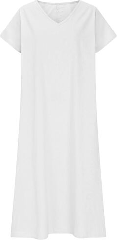 Frontaley و Linen v-neck Midi Dress Dress Dress Summer Dress Flowy Bohemian Style Frontaley Dresses Summer Summer in Saudi Arabia