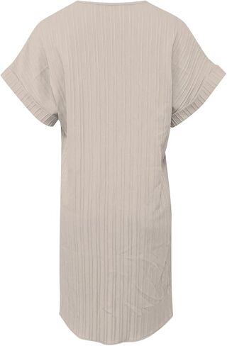 V Neck Solid Colour Pullover Comfortable Casual Button Down Dress Midi Dresses for Women Casual in Saudi Arabia