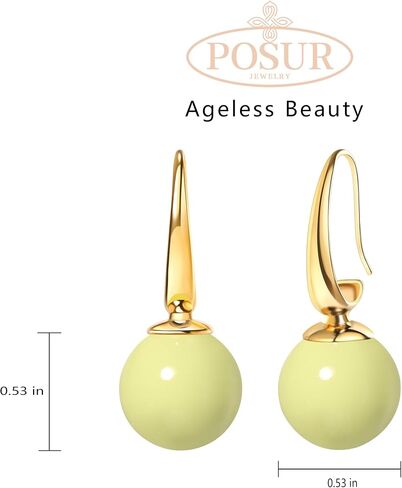 POSUR الكرة الفرنسية خطاف الصيد 14K مطلية بالذهب إسقاط أقراط للنساء استرخى أقراط مطرزة كبيرة للفتيات في سن المراهقة هدايا المزيد من الألوان in Saudi Arabia