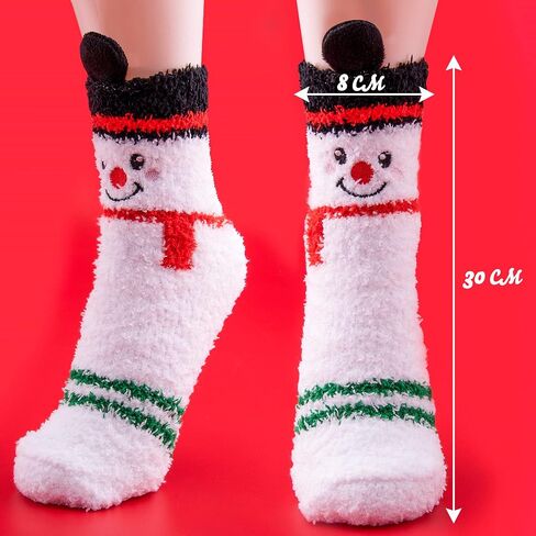 Duufin Christmas Socks Santa Elk Snowflake Christmas Fluffy Socks Warm Fuzzy Winter Socks for Women and Girls in Saudi Arabia