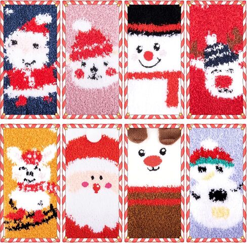 Duufin Christmas Socks Santa Elk Snowflake Christmas Fluffy Socks Warm Fuzzy Winter Socks for Women and Girls in Saudi Arabia