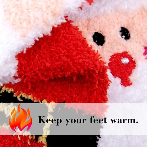 Duufin Christmas Socks Santa Elk Snowflake Christmas Fluffy Socks Warm Fuzzy Winter Socks for Women and Girls in Saudi Arabia