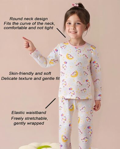 Baby Girls Newborn Pajamas Set - Cozy Stretchy Sleepwear，Machine Washable,Cute Prints - Perfect for Newborns to Toddlers in Kuwait