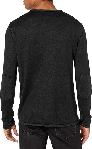 John Varvatos Star USA Men's Long Sleeve Crew Neck in Acid WASH, deep Blue, Small in Saudi Arabia