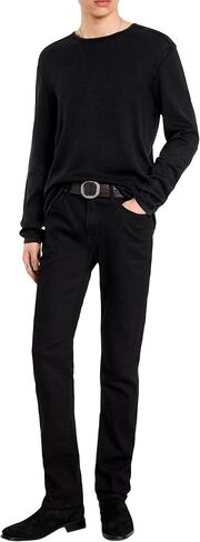 John Varvatos Star USA Men's Long Sleeve Crew Neck in Acid WASH, deep Blue, Small in Saudi Arabia