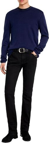 John Varvatos Star USA Men's Long Sleeve Crew Neck in Acid WASH, deep Blue, Small in Kuwait