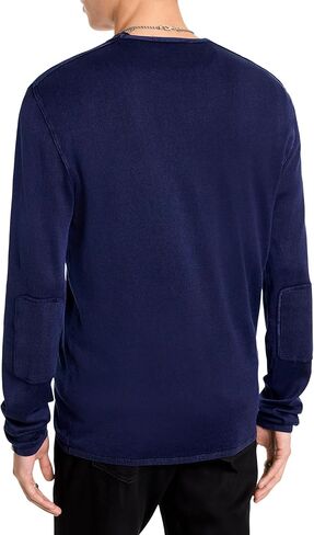John Varvatos Star USA Men's Long Sleeve Crew Neck in Acid WASH, deep Blue, Small in Kuwait