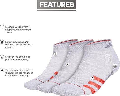 adidas Men's Superlite Stripe 3 Low Cut Socks (3-Pair), White/Clear Onix Grey/Clear Grey, Large in Saudi Arabia
