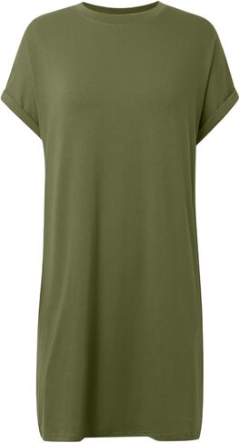 Women's Summer Casual Short Sleeve T Shirt Dress Solid Color Round Neck Loose with Pockets Dresses Tunic Women in Saudi Arabia