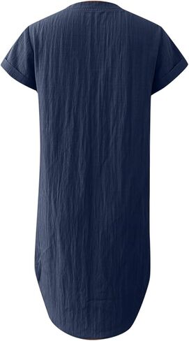 Women Fashion Solid Casual V Neck Versatile Loose Short Sleeve Long Dress Season Dress in Saudi Arabia