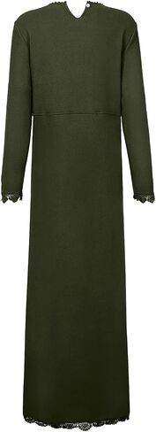 Fashion Women Round Neck Long Sleeve Pullover Lace Loose Large Dress Loose Maxi Dress with Pockets in Saudi Arabia