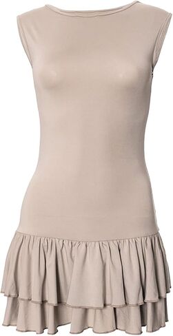 Womens Mini Dress Double Layered Ruffle Ruched Tiered Skirt Bodycon Sleeveless Tank Slim Fit Womens Dresses in Saudi Arabia