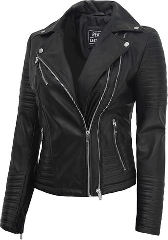 fjackets Leather Motorcycle Jacket Women - Real Leather Outfits For Women in Kuwait