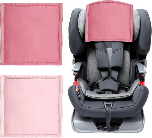 غطاء رأس Carek Carseat للطفل: غطاء رأس سيارة ساتين ساتين للطفل واقي مسند الرأس للبنات حماية الشعر النائمة 2pcs وردية اللون والأسود in Kuwait