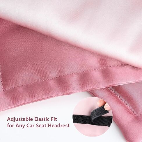 غطاء رأس Carek Carseat للطفل: غطاء رأس سيارة ساتين ساتين للطفل واقي مسند الرأس للبنات حماية الشعر النائمة 2pcs وردية اللون والأسود in Kuwait