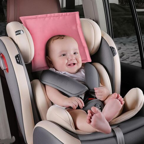 غطاء رأس Carek Carseat للطفل: غطاء رأس سيارة ساتين ساتين للطفل واقي مسند الرأس للبنات حماية الشعر النائمة 2pcs وردية اللون والأسود in Kuwait