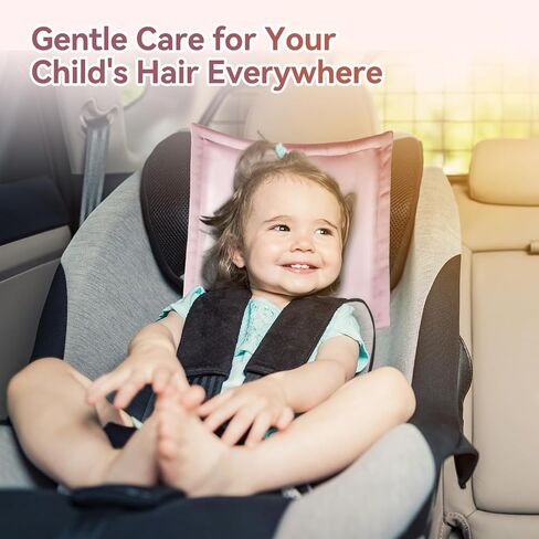 غطاء رأس Carek Carseat للطفل: غطاء رأس سيارة ساتين ساتين للطفل واقي مسند الرأس للبنات حماية الشعر النائمة 2pcs وردية اللون والأسود in Kuwait