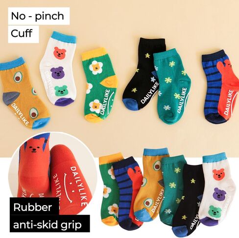 Baby Boys Girls Non Slip Grip Ankle Socks with Anti Skid Grippers for Infants Toddlers Kids 6 Pairs in Saudi Arabia